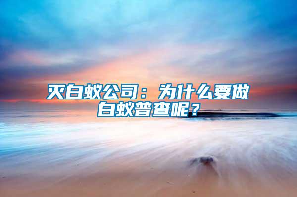 滅白蟻公司：為什么要做白蟻普查呢？