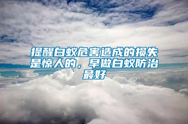 提醒白蟻危害造成的損失是驚人的，早做白蟻防治最好